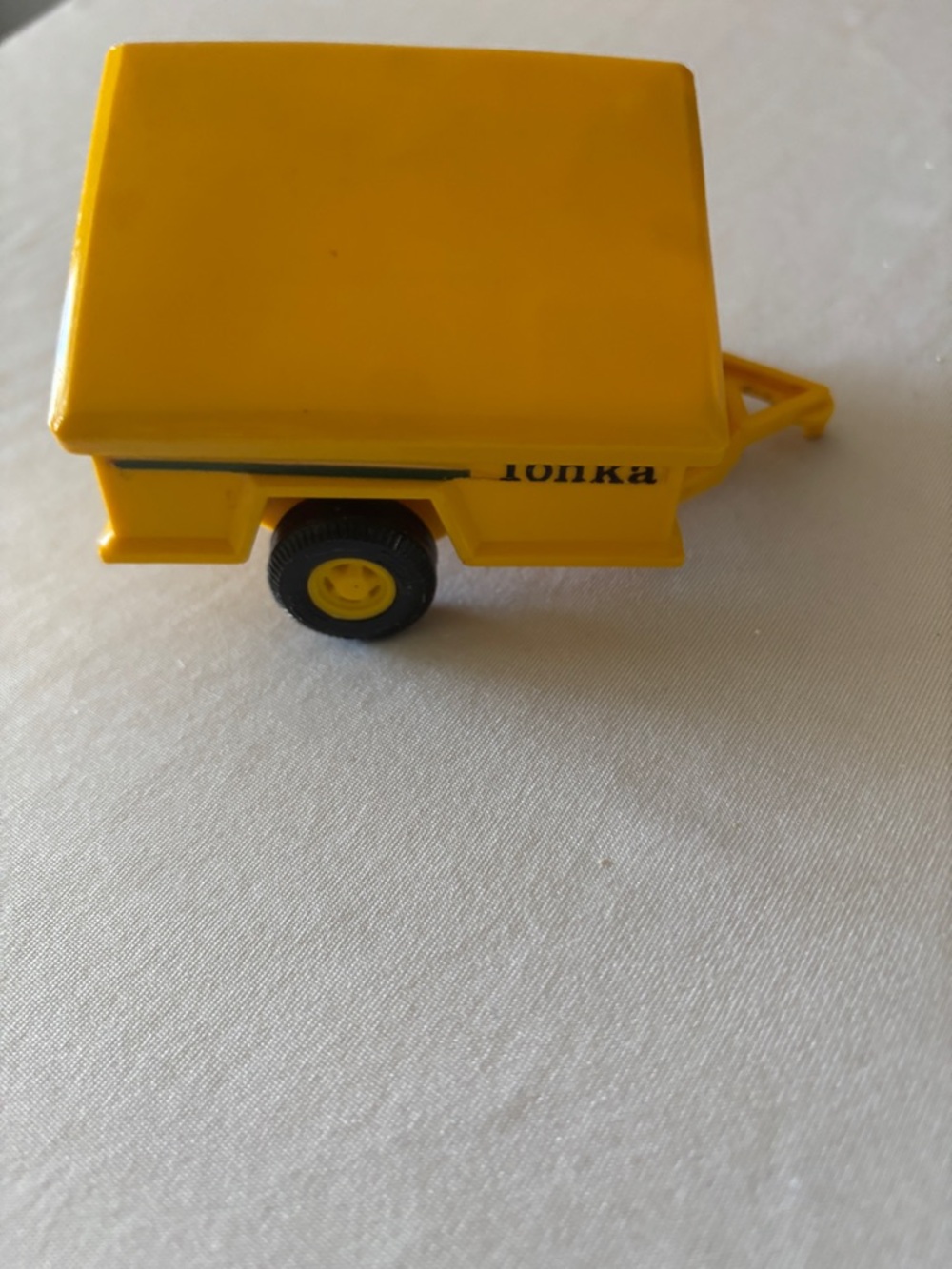 Vintage Tonka Small Plastic Yellow Toy Trailer with Black Wheels